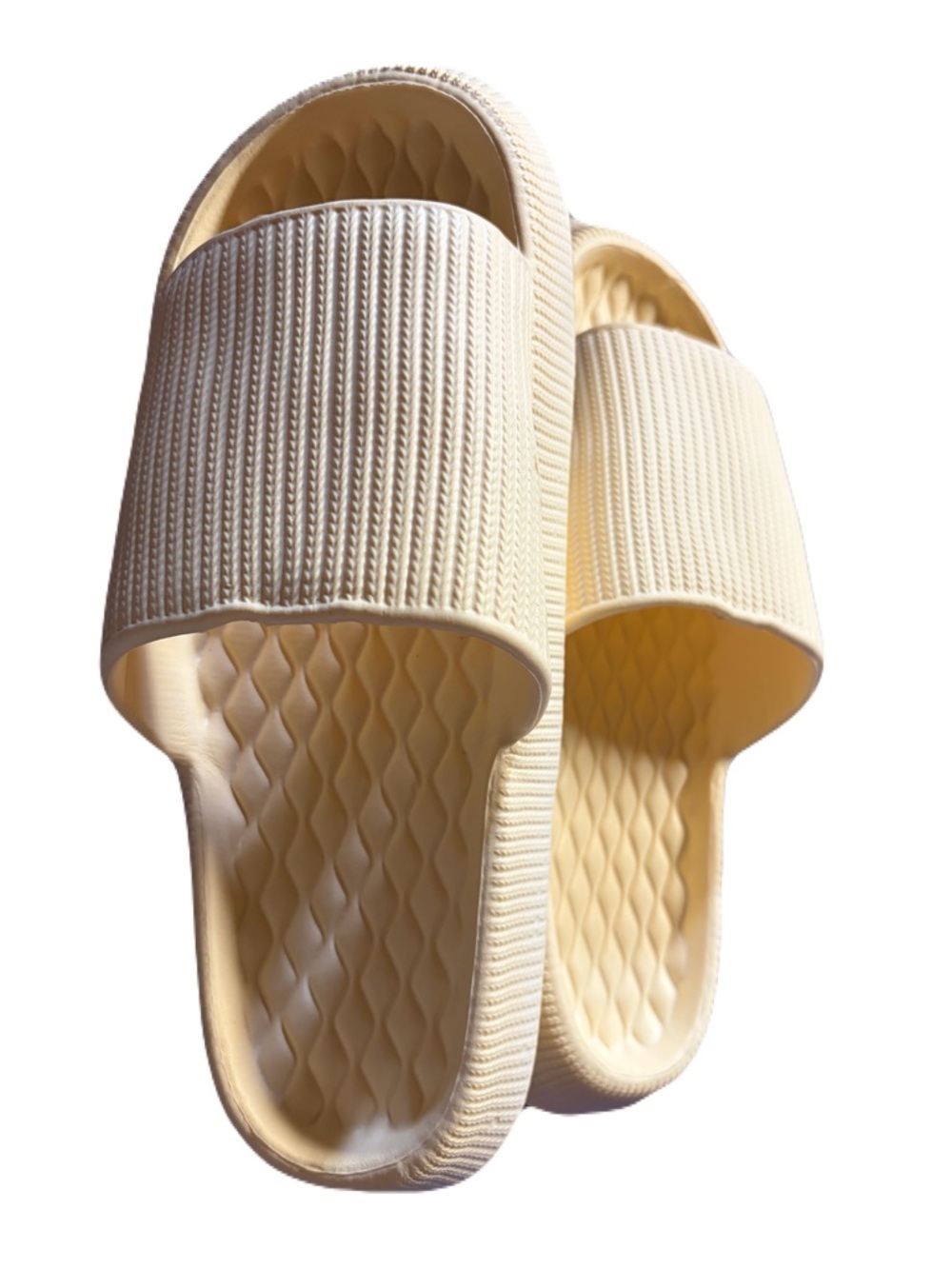 Everyday Cream Slide Sandals for Women — Cushioned Quilted Insole